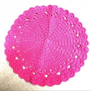 Round Pink Hearts 💕 Doily Crochet